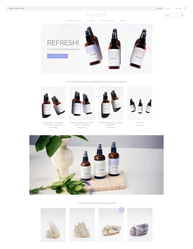 FACET Collections Shopify website 